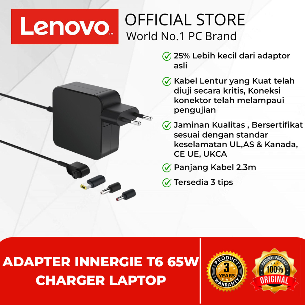 ADAPTER INNERGIE T6 65W CHARGER LAPTOP ADAPTER LAPTOP FOR LENOVO