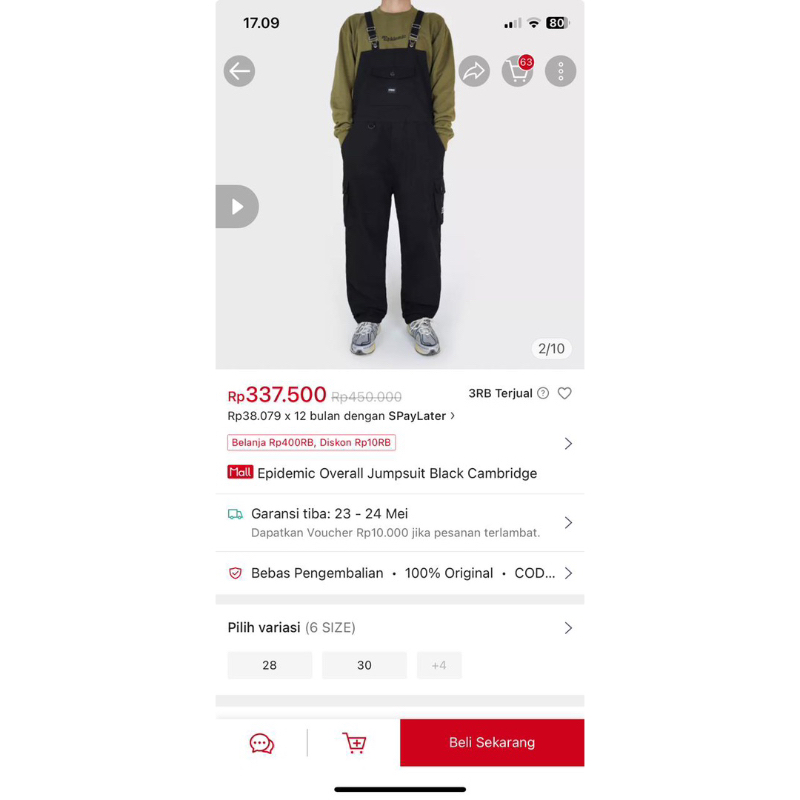 Preloved epidemic overall jumpsuit