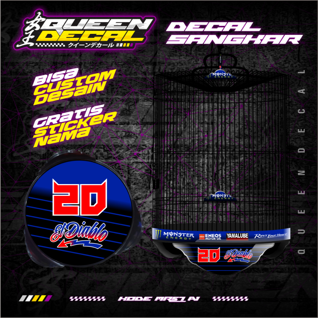 Aksesoris Stiker Kandang Murai Batu / Decal Sangkar Bulat Ebod Jaya BISA CUSTOM - MR