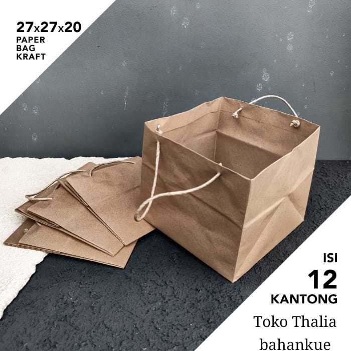 

DP PAPERBAG KRAFT 27X27X20CM ISI 12PCS DENGAN TALI YANG KOKOH