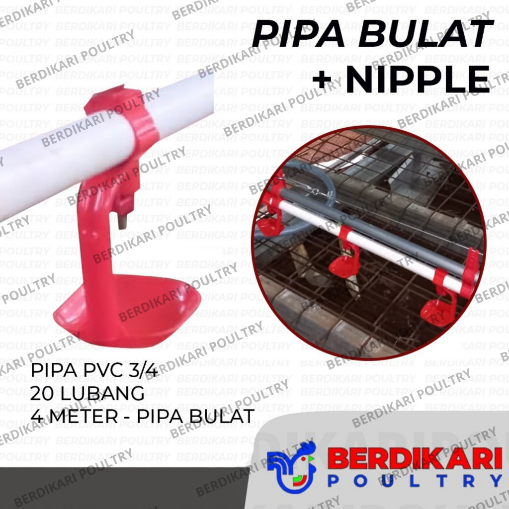 Pipa / Paralon Bulat PVC 3/4" isi 16 / 20 Lubang plus Nipple / Pipa / Paralon Bulat Nipple / Nipel /
