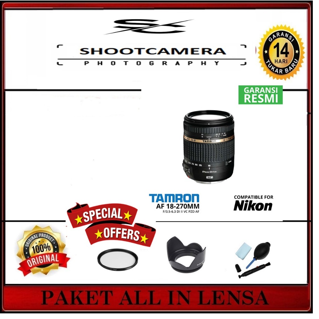 LENSA TAMRON 18-270MM - TAMRON AF 18-270MM F3.5-6.3 DI II VC PZD AF FOR NIKON