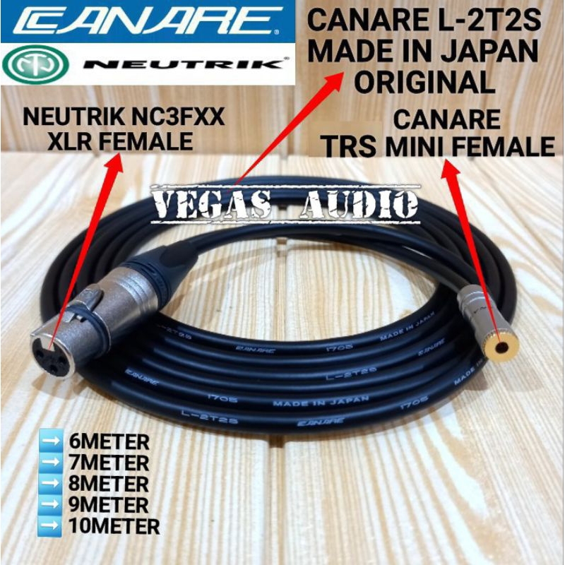 KABEL CANARE ORIGINAL JACK NEUTRIK XLR FEMALE TO 3.5MM FEMALE 6M-10M