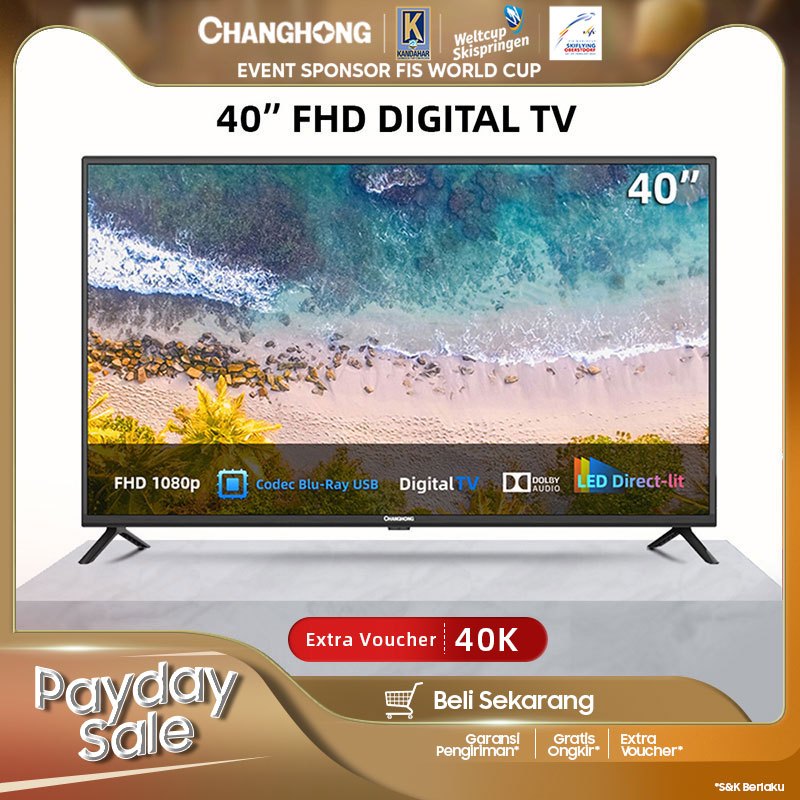 Changhong 40 Inch Digital LED TV (L40G5W) FHD TV-DVBT2-USB Moive