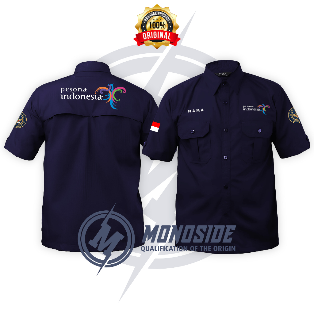 KEMEJA PDL PDH LENGAN PENDEK PESONA INDONESIA Pariwisata FULL BORDIR FREE DESAIN CUSTOM