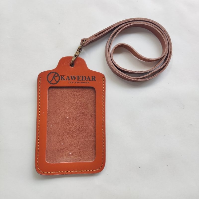 

id card holder name tag kulit asli 1 slot kartu free logo