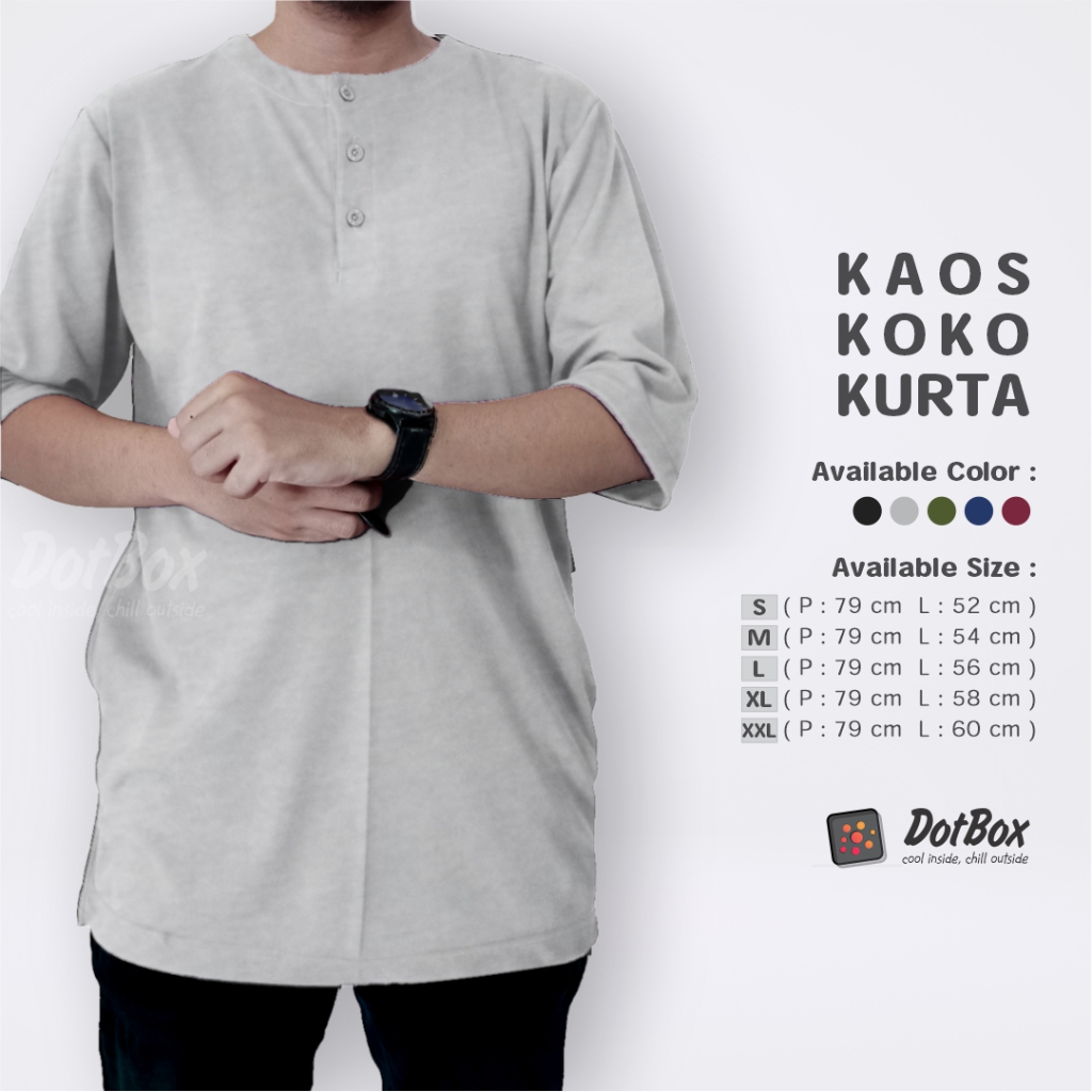 Koko Kaos Premium Modern / Kurta Pakistan Baju Koko Dewasa Lengan Panjang 3/4 / Baju Muslim Pria / K