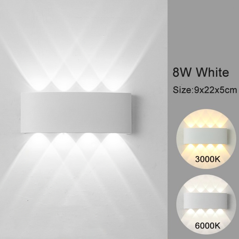 【Ini bukan lampu tenaga surya!】Lampu Dinding Taman Outdoor COB 4 MATA 6 MATA 8 MATA / LED Wall Light Minimalis 4X1W LAMPU TEMPEL COCOK UNTUK TEMBOK PILAR OUTDOOR INDOOR RUMAH-8WPutih-cahaya putih