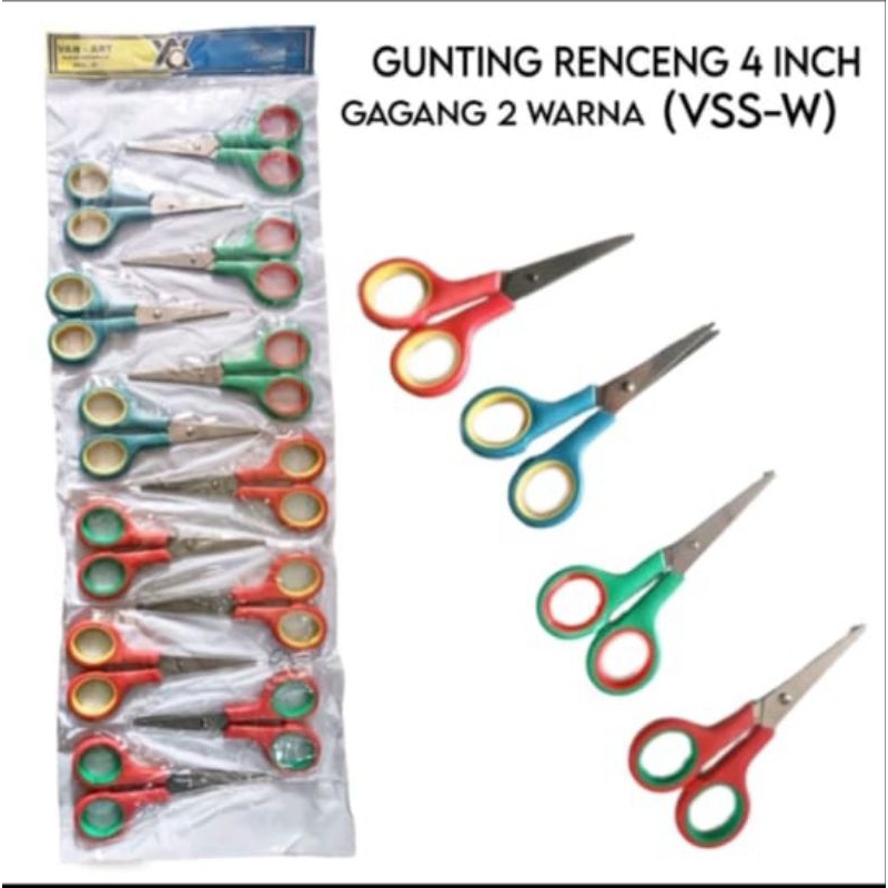 

12 Pcs Gunting Gagang Grip Warna Renteng/Gunting 4 Inch /Gunting Murah