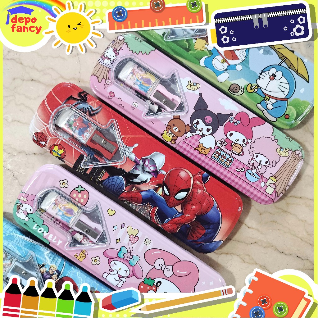 

Kotak Pensil Kaleng 1 Susun + ISI PY9916 / Pencil Case / Tepak Pensil / Boks Pensil / Box Pen