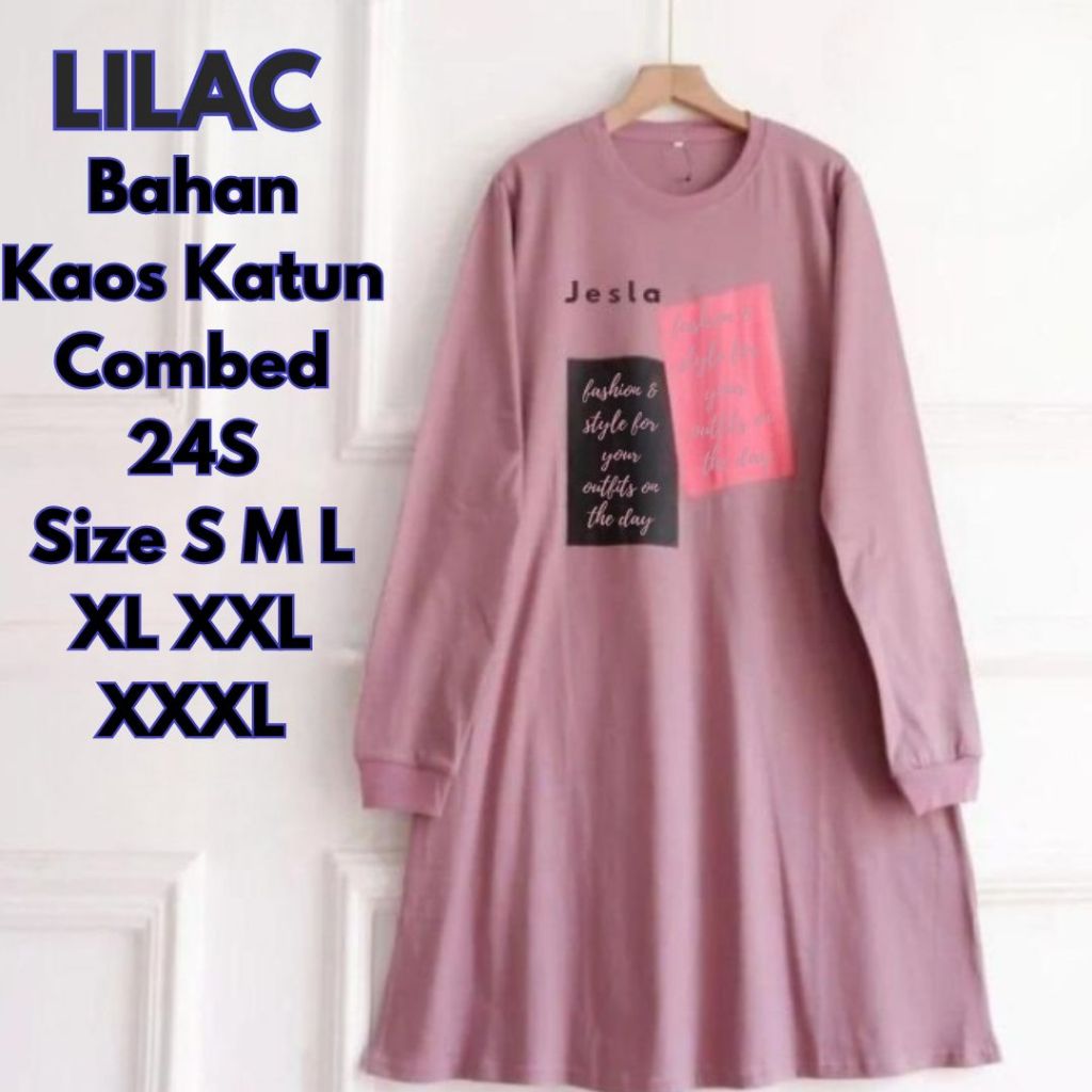 Tunik Korean Style Rita Tunik BO Size S M L XL XXL XXXL Bahan Kaos Katun Combed Aplikasi Sablon Prem