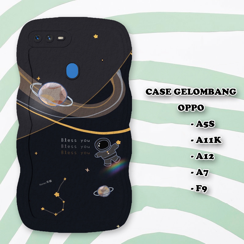 Soft Case GELOMBANG Hp OPPO A5S - A12 - A7 - A11K - F9  - Case Pro Camera - Fashion Case Motif Astro
