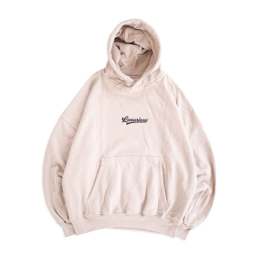 JAKET HOODIE GRAPHIC CREAM LXCASUAL 'LUXURIOUS LOGO' [HD_7934]