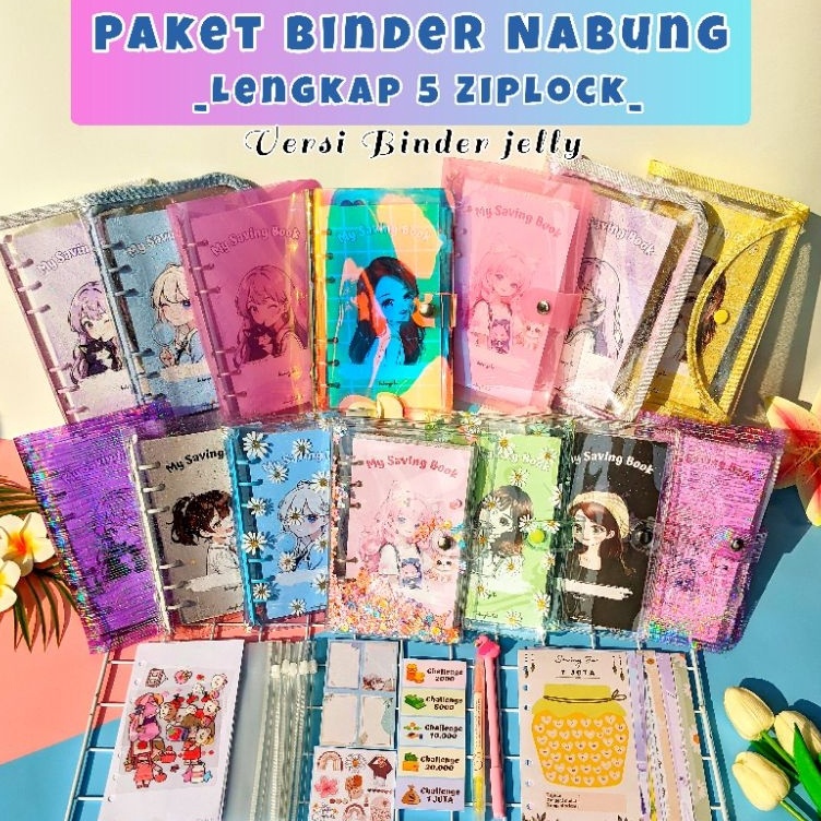 

A6 BINDER KEUANGAN MONEY BINDER Paket binder sinking fund binder A6 binder sequin daisy hologram ziplock zipper pocket ART Q1E8