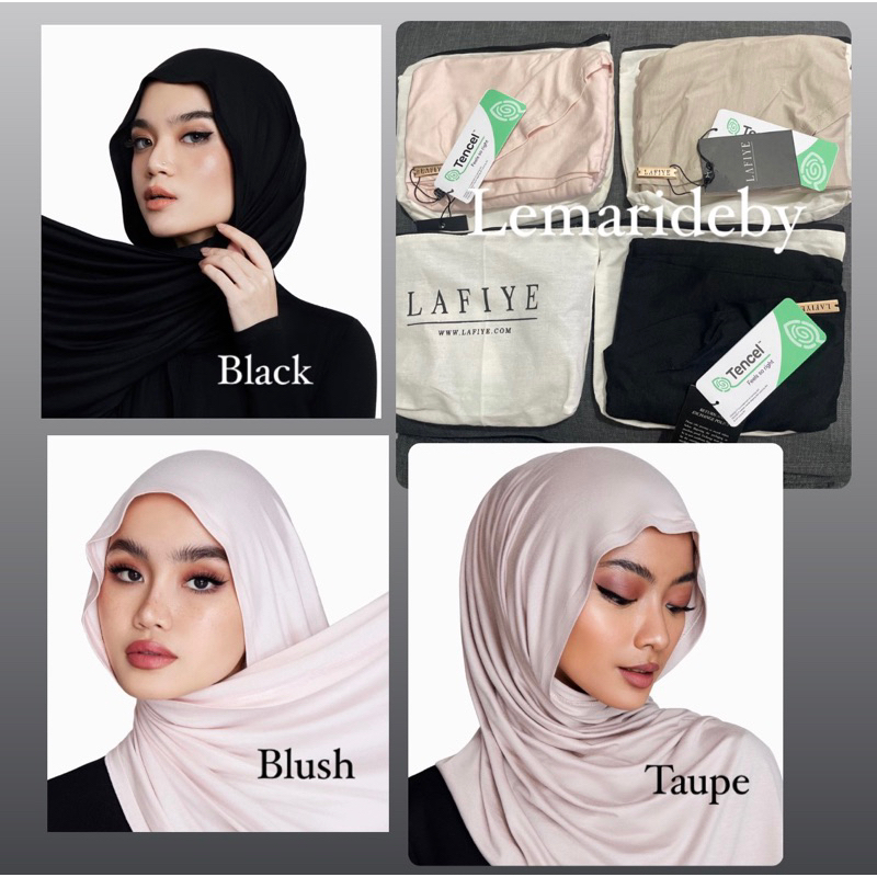 (CO video dapat Diskon) Skiv Rou Scarf by Lafiye (Black Taupe Blush)