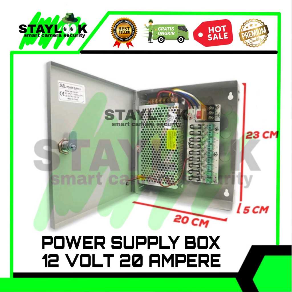 PSU Power Supply CCTV 12V 20A Box -PSU Box CCTV