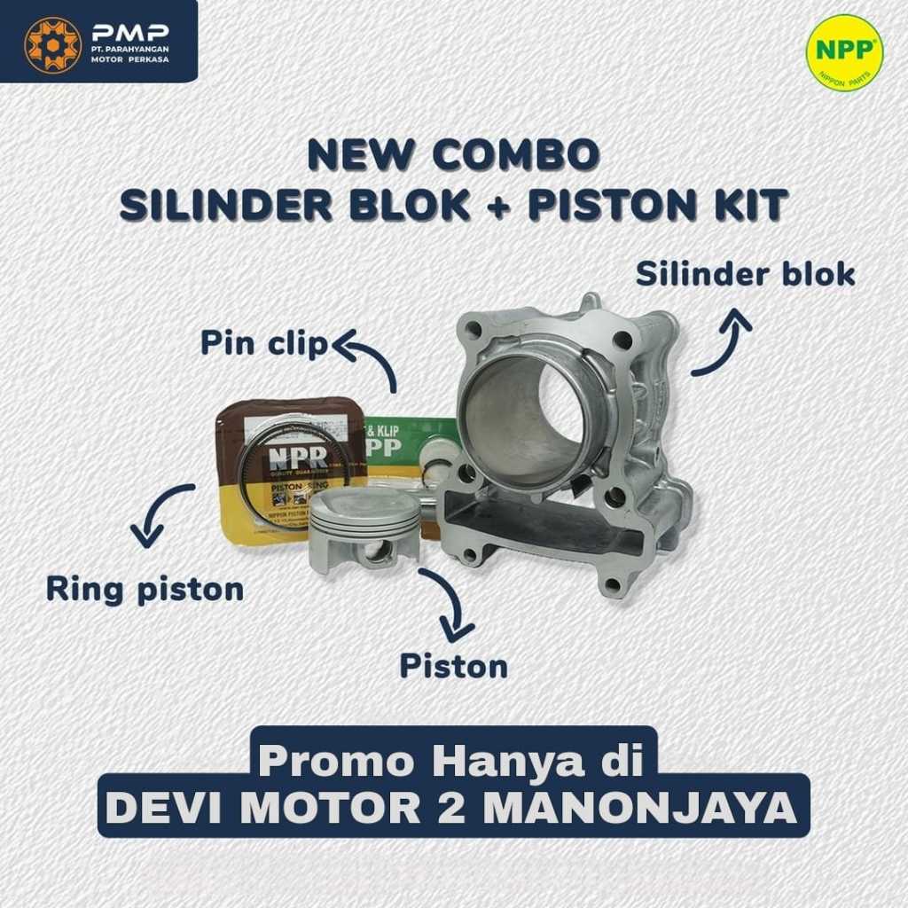 Paket Silinder Blok Seher - Beat / Scoopy Karbu (KVY) NPP (Silinder Block - Piston - Pin Clips - Pis