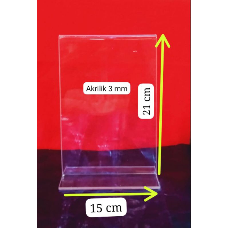 akrilik tent card/tempat brosur qris uk 21 x 15 cm tebal 3 mm