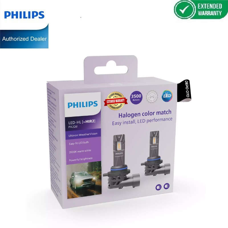 DEPO OTO X PHILIPS Ultinon Weather Vision LED HIR2 3500K Bohlam Lampu Mobil Kuning