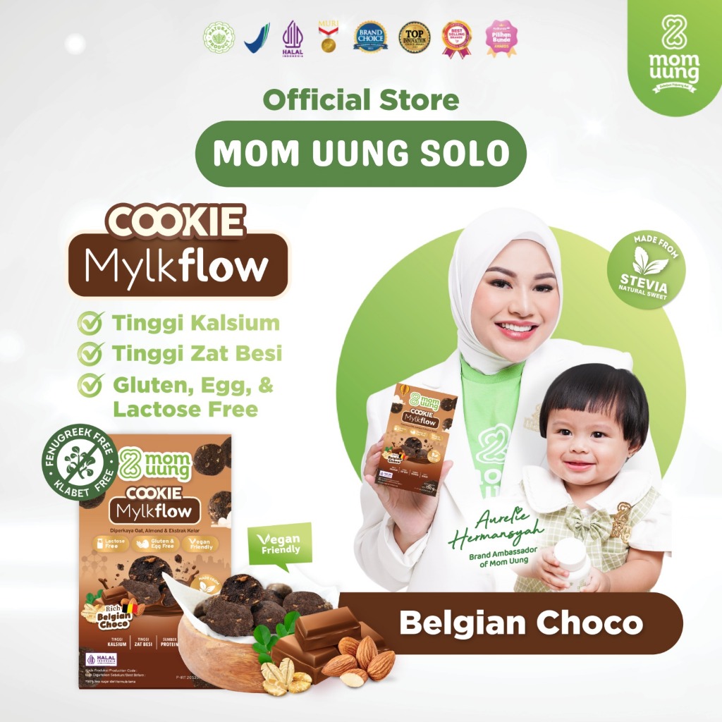 

MOM UUNG COOKIE MYLKFLOW RICH BELGIAN CHOCOLATE NEW FORMULA / COOKIE SEHAT / VEGAN FRIENDLY