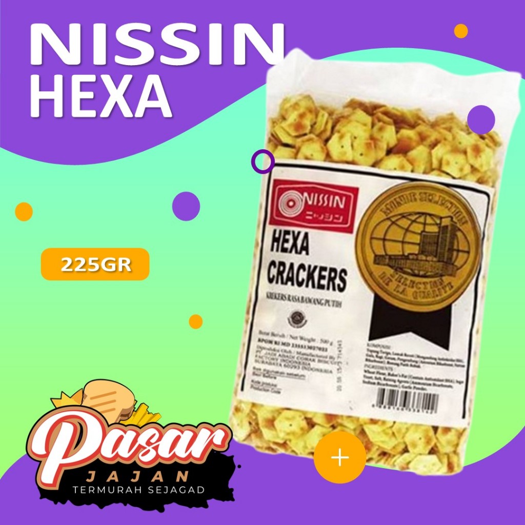 

Nissin Hexa Crakers ( 225gr ) Biskuit Jadul Bentuk Kancing Gurih dan Renyah