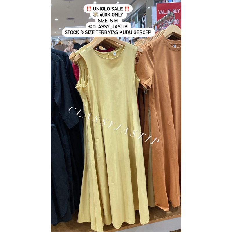 UNQLO Dress Airsm Flare Lengan Bolong Dress Wanita Airsm UNIQLO