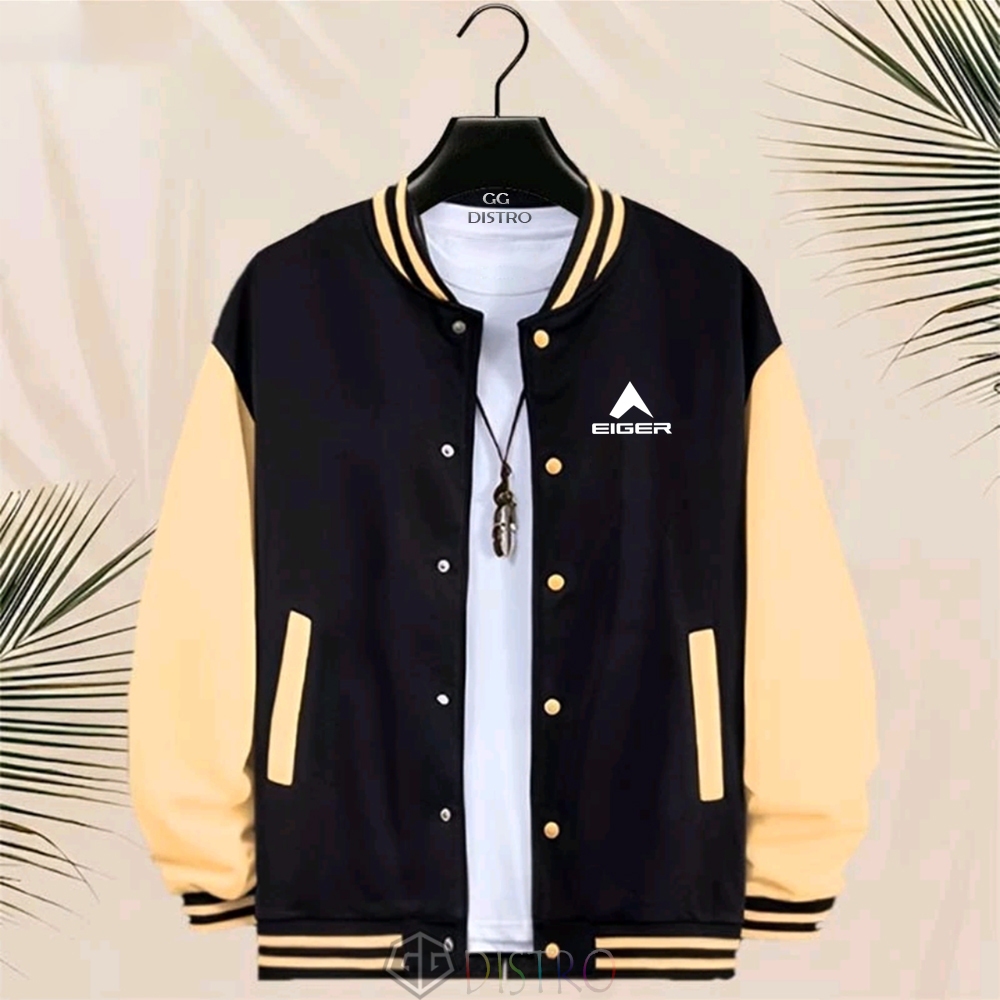 GG Distro - Unisex Jacket Baseball Kancing Jacket Varsity Mager Motif White Jacket Pria Print