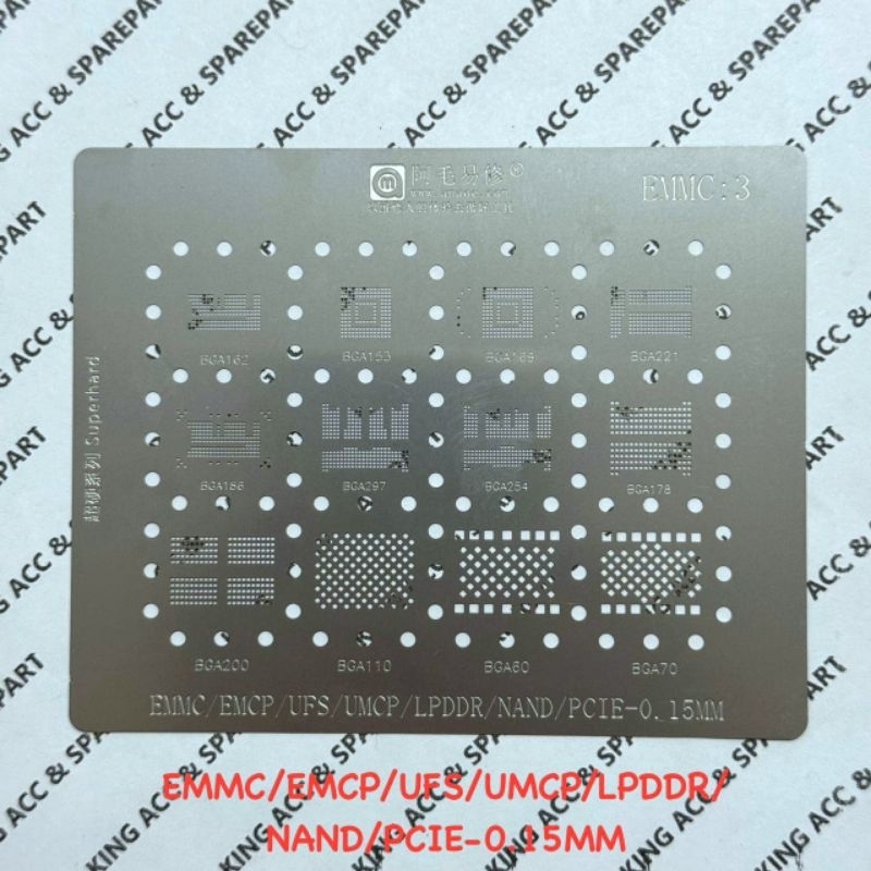 CETAKAN IC AMAOE EMMC 3 EMMC / EMCP / UFS / UMCP / LPDDR / NAND / PCIE 0.15MM ORIGINAL