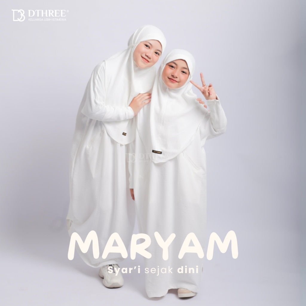 NEW PRODUCT DTHREE - ABAYA ANAK MARYAM SERIES ( PUTIH ) GAMIS ANAK PEREMPUAN PUTIH / GAMIS ANAK