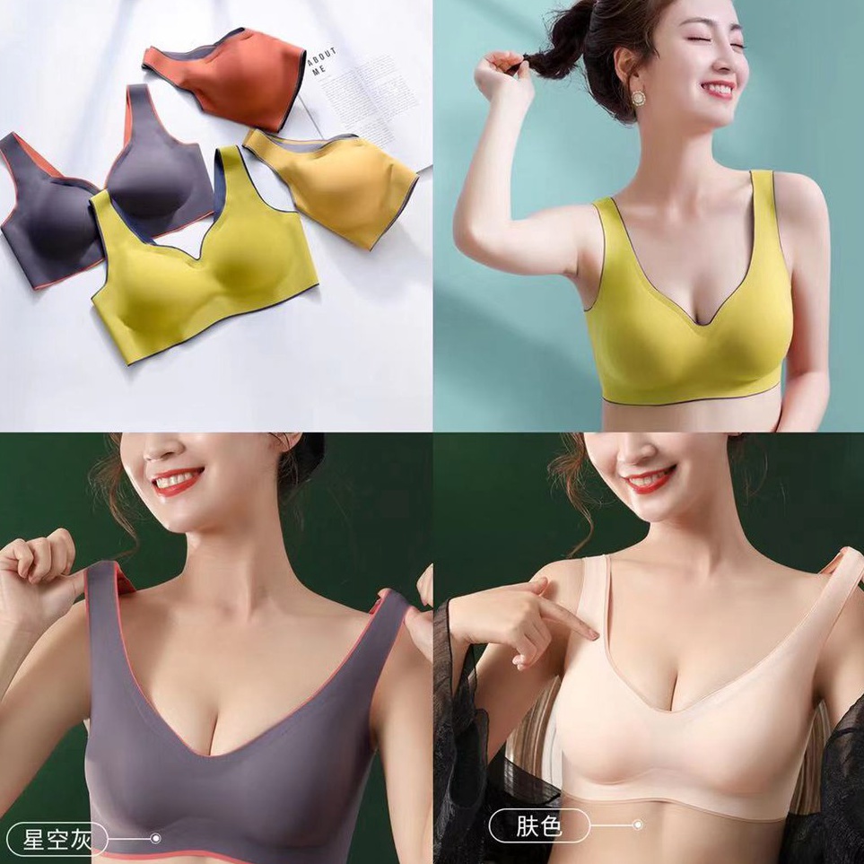 Produk Terkeren  Thai Latex Padded Bra Women Seamless Nonwired Sexy Lace Veststyle Bra Top
