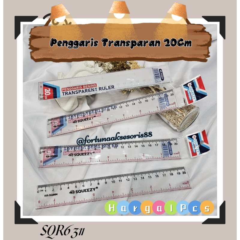 

PENGGARIS BENING TRANSPARAN 20CM / PENGGARIS SQUEEZY / PENGGARIS MIKA / PLASTIC TRANSPARENT RULER / SQR6311
