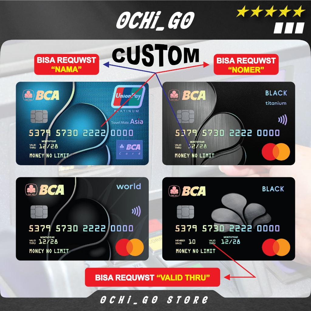 

Stiker Kartu Atm Garskin Skin Card Custom Bank BCA Prioritas Sticker Kartu Atm Bca | Bri | Mandiri | Debit | Credit | E-money | Flazz Special Hologram