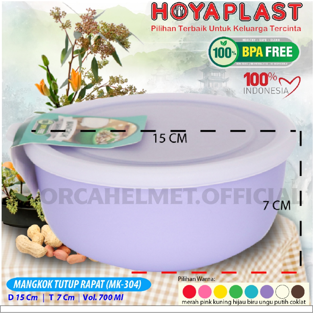 HOYAPLAST MANGKOK PLASTIK Serbaguna Dengan Tutup Rapat 750ML BPA FREE