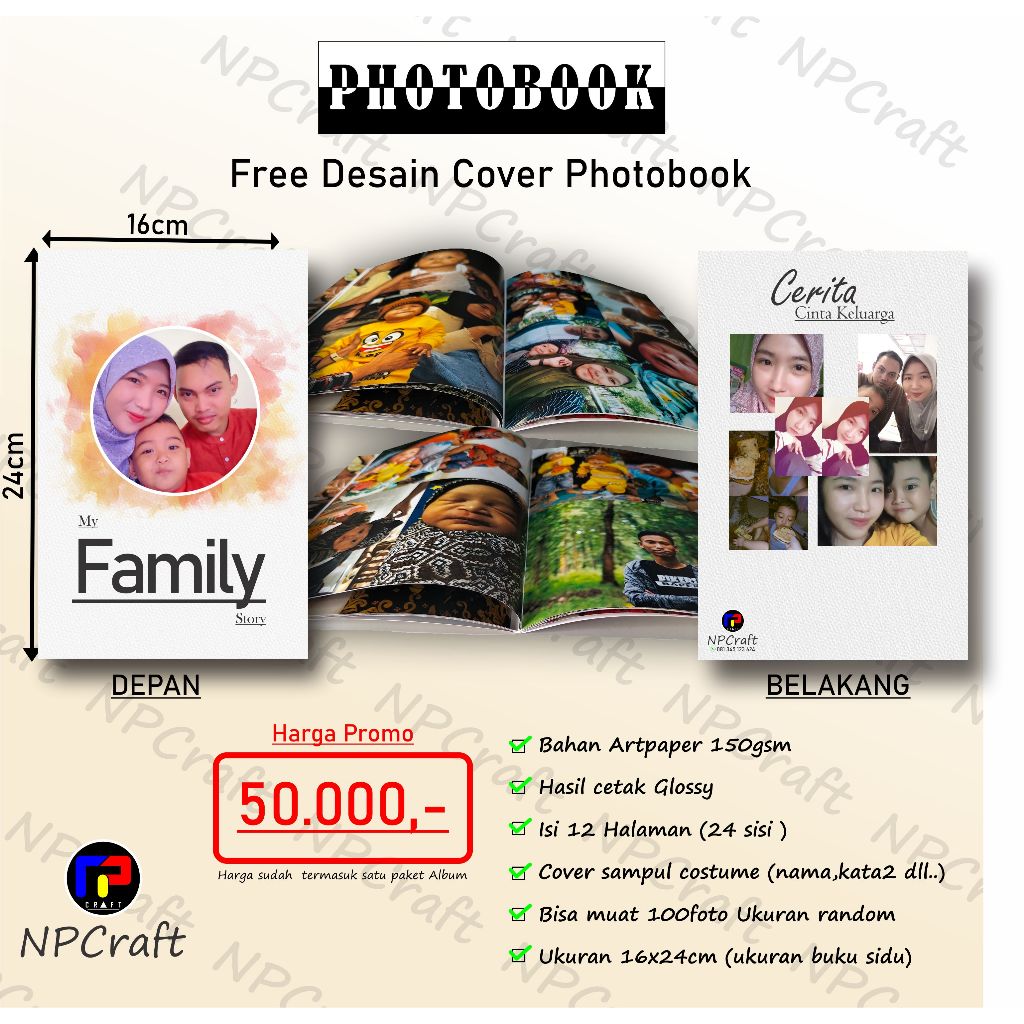 Cetak Photobook/Album foto keluarga 1 paket Album foto