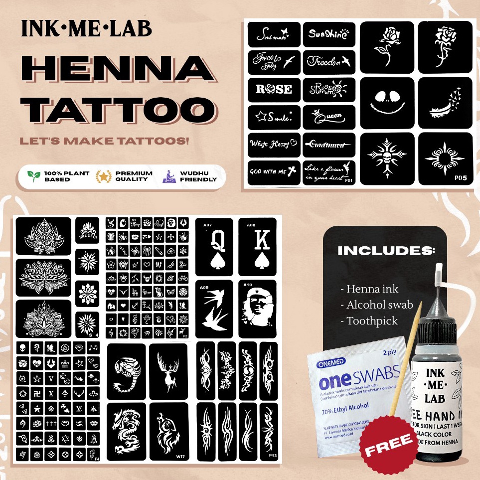 Buruan Beli Henna Tattoo Kit  Tato Halal Sticker Template Temporary Tattoo Sah Wudhu