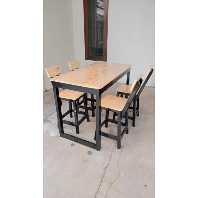 meja makan cafe retoo set +4 kursi sender