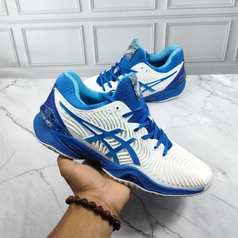 Sepatu Asics FF Tenis novak djokovic white blue