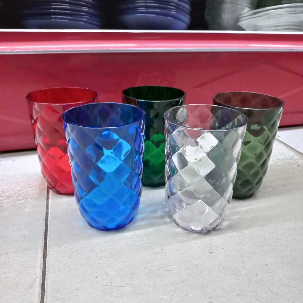 Gelas Akrilik Asheris Motif Diamond Tebal