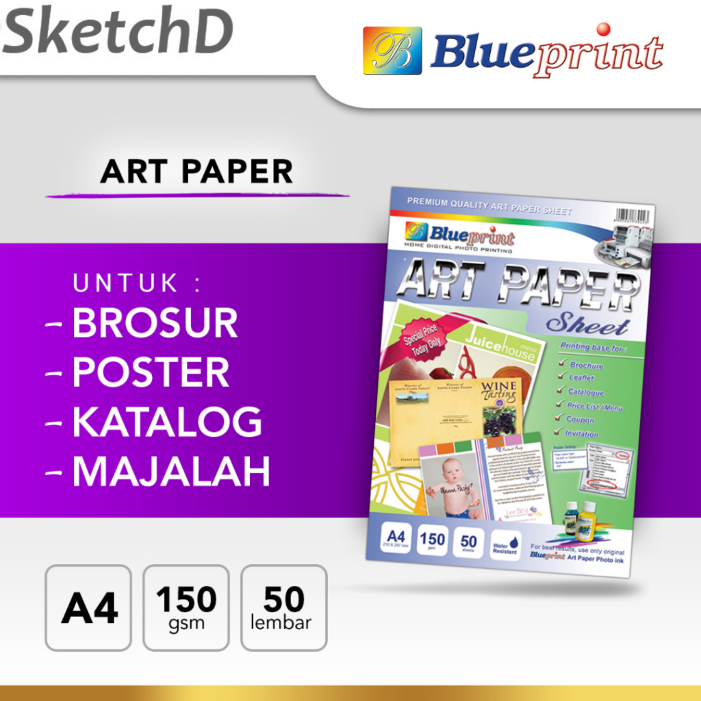 

Kertas foto Art Paper A4-150 Blueprint 50 lbr