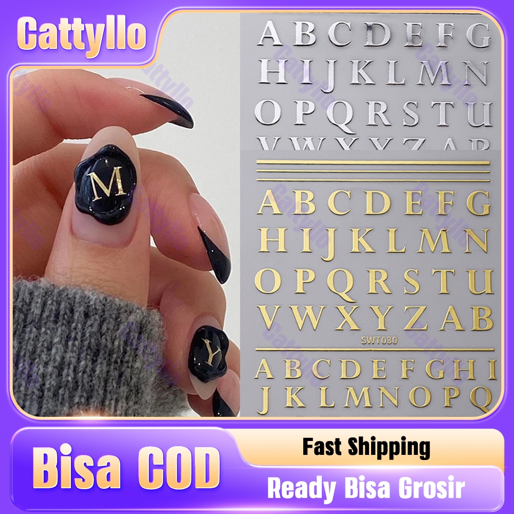 Stiker Kuku Huruf Sparkle/Sticker Dekorasi Manicure Nail Art DIY/Sticker Nail Art 3D Sparkle