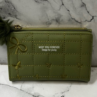 Dompet wanita lipat 2 + resleting koin warna import