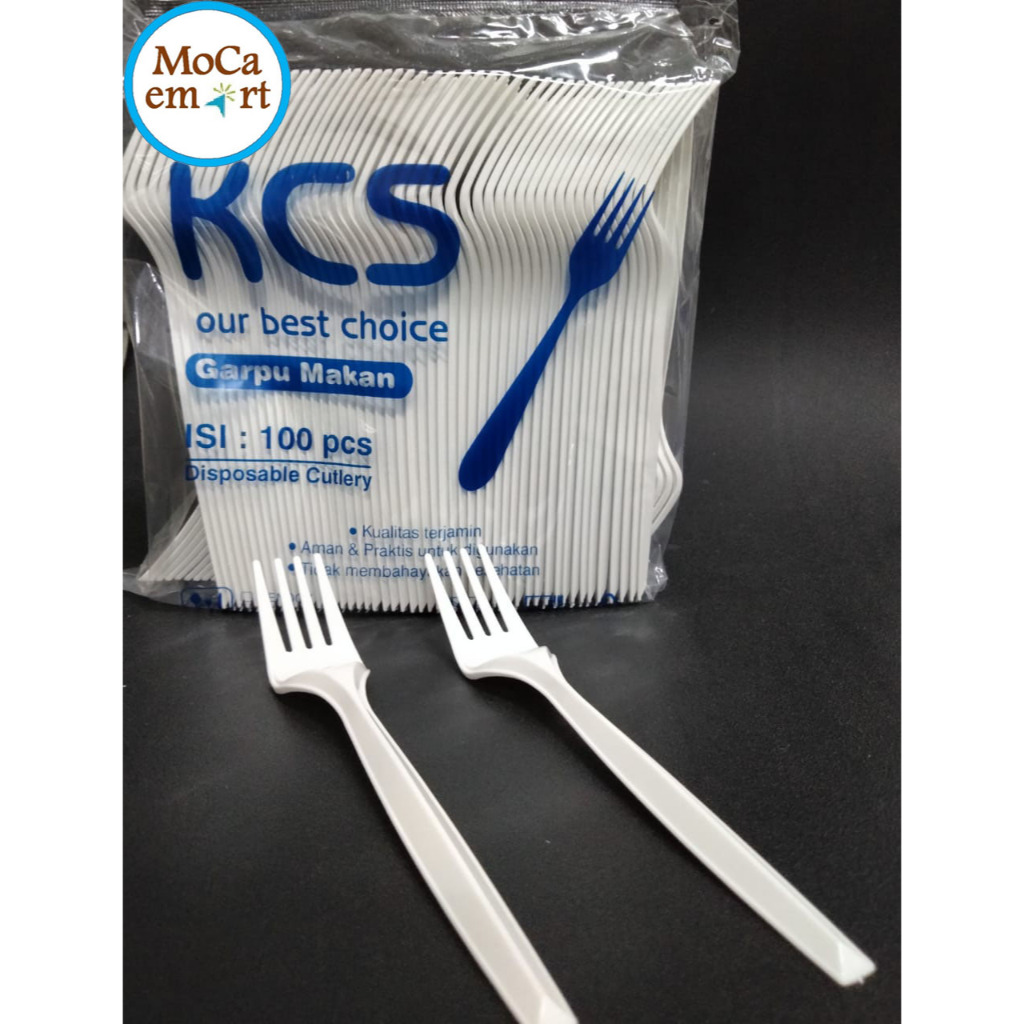 Sendok Makan Plastik Putih KCS / Garpu Makan Plastik Putih KCS