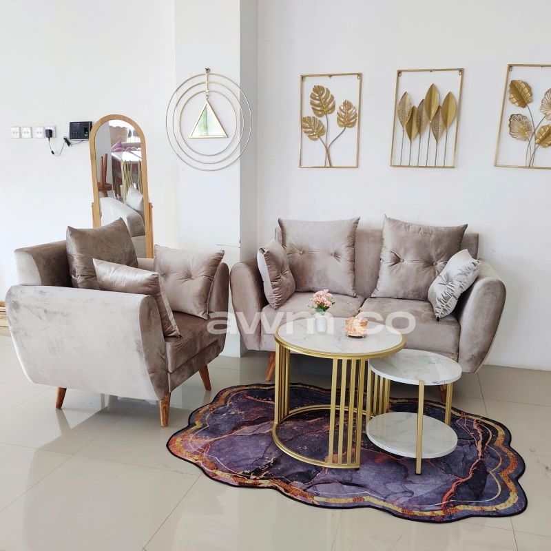 Set Sofa Alyssa Pink Furniture Ruangan Rumah Home Decoration Kursi Cafe Coffe Shop Ruang Tamu Keluar