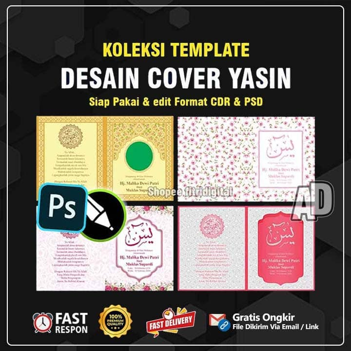 Template Cover Yasin CDR + PSD Premium Siap Edit