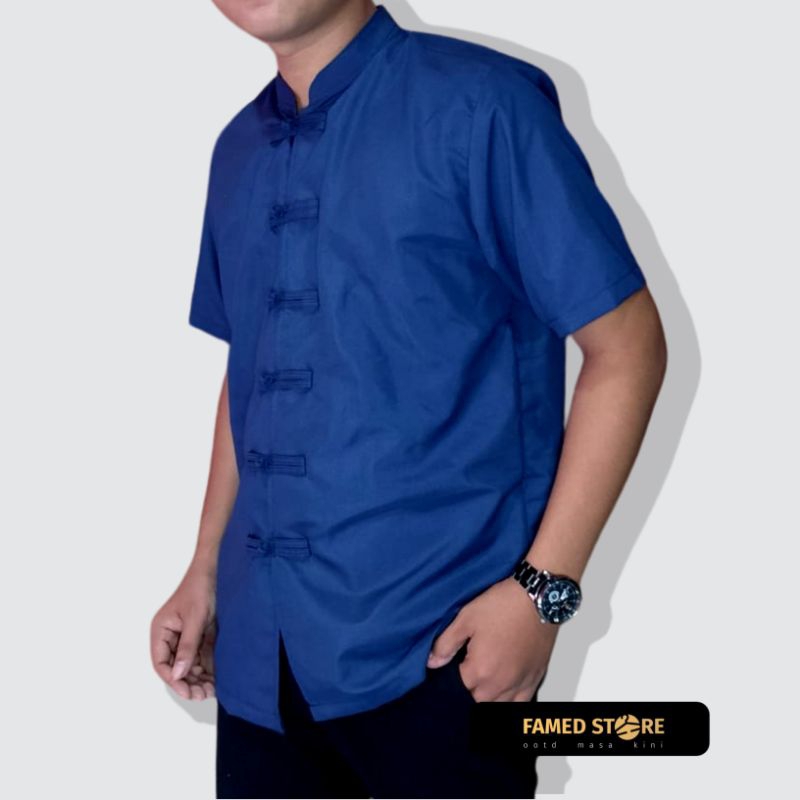 Kemeja China Kemjan Shirt Bapak2 Merah Polos Kemjaa Cina Shanghai Terbaru Koko Remaja Keren Kemja De