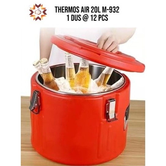 Ice Bucket Three Walled Kapasitas Besar/ Tong Merah Tahan Dingin Dan Panas/ Termos Air Stainless Ste