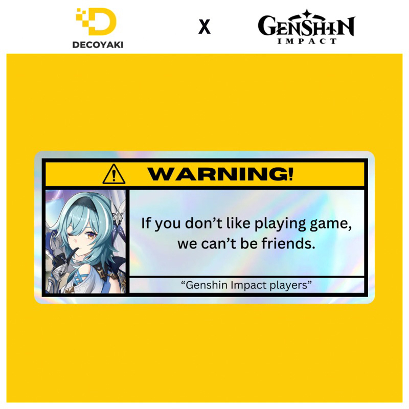 

Sticker Warning Hologram Eula Genshin Impact, Stiker Warning Genshin Impact