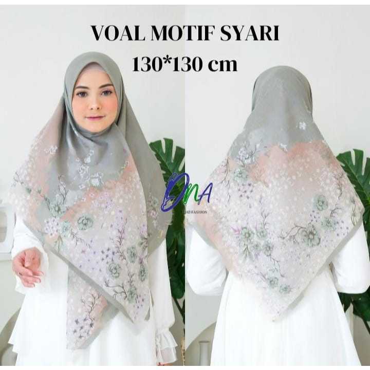 HIJAB SYARI WANITA VOAL MOTIF PREMIUM SAGE CREAM