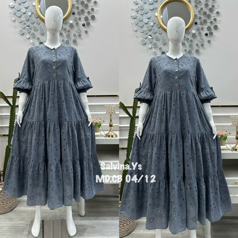 SALE Midi salvina ys katun bordir bolong lengan balon BINTANG