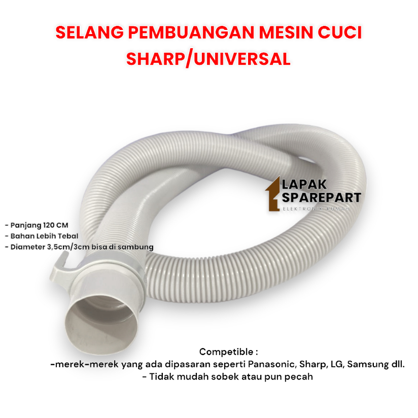 Selang Pembuangan Model Sharp-Drain Mesin Cuci Umum Multi/Sambung